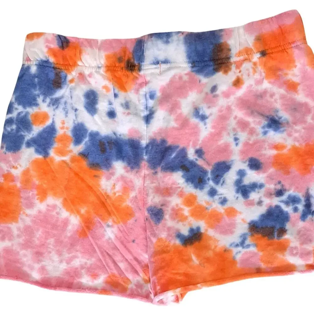 Jolie & Joy Tie Dye Shorts Size Medium Pink Blue Orange Raw Hem NWOT